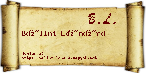 Bálint Lénárd névjegykártya