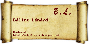 Bálint Lénárd névjegykártya